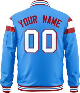 Veste universitaire personnalisée, fermeture éclair en satin, couleurs contrastées, rayures, bombardier surdimensionné Hip Hop Streetwear veste OEM pour hommes - Product Image 5