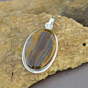 Top Quality Natural <b>Tiger</b> <b>Eye</b> Oval Cabochon Solid 925 Sterling Silver Plated Designer Bezel Pendant Women's Wholesale <b>Jewelry</b> - Product Image 6