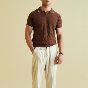 Polo de Punto Texturizado Premium para un Estilo Casual Diario, Polo de Punto Texturizado Ligero - Product Image 1