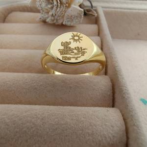 Sunset Desert Cactus Ring Grabado Valley Of The Sun Ring Arizona Cactus Adventure Lover Ring 925Silver Ring Traveler Gifts Ring - Product Image 1