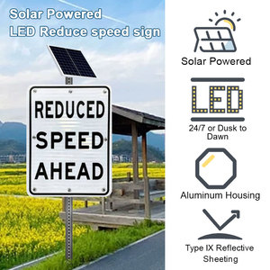 Señales de seguridad vial de aluminio de alta visibilidad con luces LED intermitentes alimentadas por energía solar y luces de advertencia lentas - Product Image 2