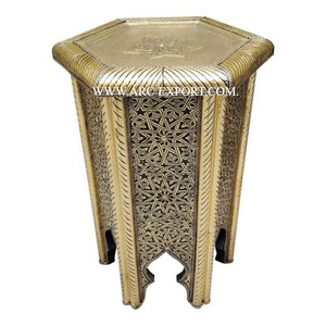 Dernière conception de table marocaine d'appoint de salon couleur marron foncé pieds en bois de bambou Table basse unique vintage faite à la main à vendre - Product Image 5