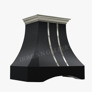 Hotte de cuisine murale de style ferme moderne en acier inoxydable et cuivre, design personnalisé, haut de gamme, OEM, type cheminée - Product Image 2