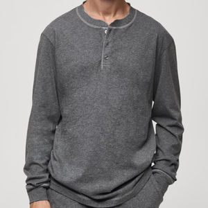 Paquete de pijama de algodón 100% personalizable, chándal de estilo pesado, patrón sólido transpirable, conjunto gris lavado de invierno de larga duración - Product Image 3