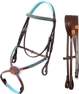 Forrado suave azul con figura ostentosa azul 8 Brida y riendas de goma - Product Image 1