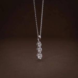 <b>Hot</b> Seller Round Cut VVS Moissanite Diamond Three <b>Stone</b> Pendant Necklace With 925 Silver Luxury Fine Jewelry For Women Fashion - Product Image 4