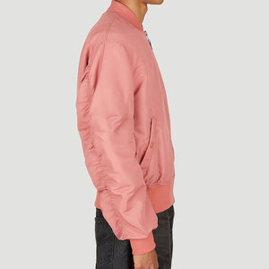 Blouson aviateur zippé de luxe pour homme, tissu de haute qualité, couleur unie violet, vêtement d'extérieur d'hiver avec col montant, blouson aviateur pour homme OEM - Product Image 3