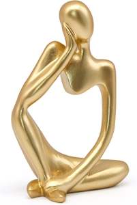 Statue de Penseur en Or Décor Art Abstrait Moderne Sculpture en Laiton Fabricant de Figurines de Penseur Décoration d'Accents de Collection - Product Image 2