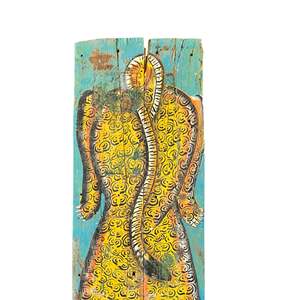 Vintage <b>Rustic</b> <b>Wooden</b> Tiger Panel Wall Art Vertical Design for Easy Hanging - Product Image 4