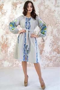 Boho Chic robe longue en lin à manches longues avec pompon élégant noir ukrainien Vyshyvanka broderie vêtements traditionnels musulmans - Product Image 6