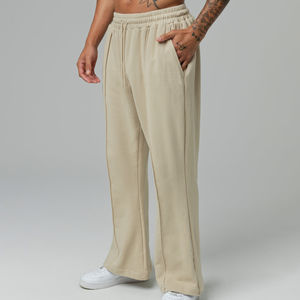 OEM nouveau style vintage pantalons de survêtement légers hommes hiver coton pantalons évasés couleur unie empilés OEM service - Product Image 3