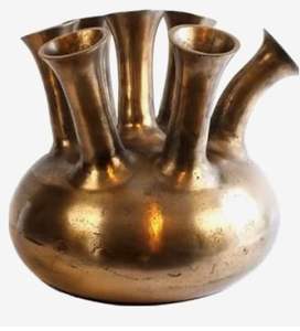 Vase en métal en laiton antique à 7 cou Vase de décoration pour la maison et le bureau Vase de table - Product Image 1