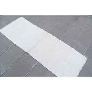 พรมวินเทจขนาด 2.1x5.9 ฟุต, พรมวิ่งสไตล์ตุรกี, พรมลายทางสีขาวเทา - Product Image 3