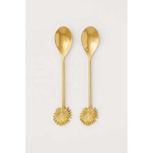 Vente en gros de couverts à salade décoratifs en métal à poignée en boucle dorée en acier inoxydable cuillère à salade de restaurant de service au design de luxe - Product Image 4