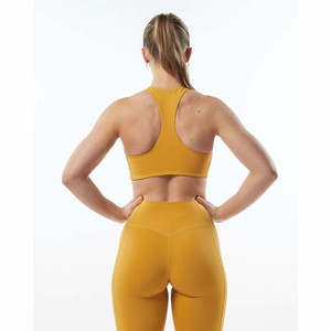 78% Nylon 22% élasthanne col haut Style Fit dos nageur ourlet sans reliure femmes soutien-gorge de sport jaune exotique une pièce - Product Image 3