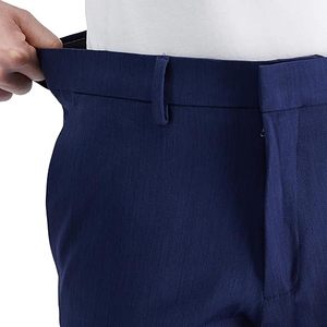 Pantalón de Vestir Casual para Hombre 2026, Corte Slim Fit, Diseño Ligero en Color Jaspeado, Frente Plano, Cintura Media, Patrón Recto, Tela de Lana Peinada Teñida Lisa - Product Image 3