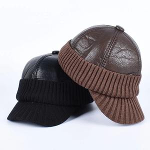 2024 Otoño Invierno papá sombrero ruso orejera Ushanka tejido cuero gorra de béisbol forro polar grueso ajustable para todos los Casuales - Product Image 2
