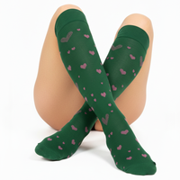 Chaussettes de compression montantes antidérapantes en coton peigné et élasthanne pour femme, classe 2, décontractées, pour l'automne, le yoga, imprimées