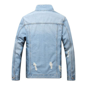 High Quality Men's Casual Ditressed <b>Hip</b> Hop Stand Collar Denim Jeans Jackets Custom Street Style <b>for</b> Winter Wholesale Prices - Product Image 2