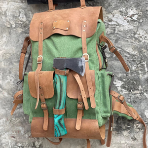 Leather Canvas Luxury Backpack Durable Breathable <b>Large</b> Capacity Travel School Laptop <b>Rucksack</b> Factory Price LCBP-0044 - Product Image 1