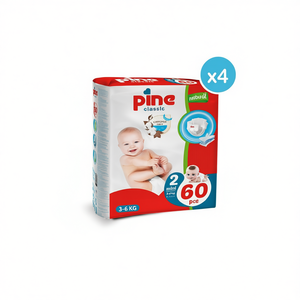 Couches jetables classiques en coton imprimé pour bébés, lot économique de 240 unités (4x60) avec protection anti-fuites 3D pour 3-6 kg - Product Image 3