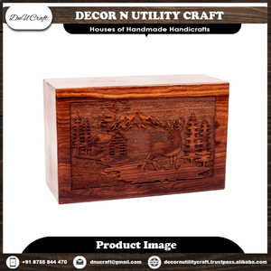 Modern Hand Carved Wooden Urn for Ashes - Large Adult Rosewood Burial Urn - Decorative Pet <b>Memorial</b> <b>Keepsake</b> Box for Loved Ones - Product Image 5