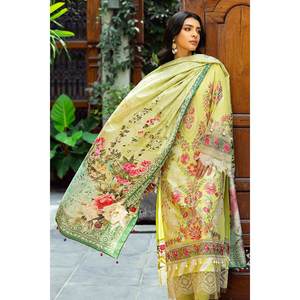 ชุดผ้าลอนปักลายสำหรับใส่ทุกวันแบบ 3 ชิ้น ไม่ได้เย็บติดกัน พร้อมผ้าคลุมไหล่ผ้าไหมทัสซาร์พิมพ์ลายดิจิทัล รุ่น SP-52024 - Product Image 2