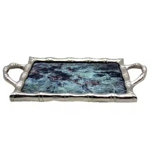 Black Gold Coated Eco-Friendly <b>Dishwasher</b> Safe Serving Tray on Metal for Hotel Home <b>Table</b> Top Food Serving Use - Product Image 5