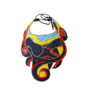 Collar con cuentas de vidrio bordadas para mujer, joyería africana, collar de perlas, Collar corto de hojas, América, color dorado y negro - Product Image 2