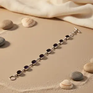 925 Silver <b>Onyx</b> <b>Bracelet</b> for Women Oval Stone Rhodium Plated White Gold Rose Gold Religious Style Featuring Diamond Pearl - Product Image 3