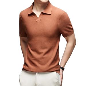 Clásico Simple estampado manga corta hombres para camisas de punto 100% algodón antiarrugas bolsillo primavera otoño negocios Casual - Product Image 1