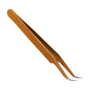 Pince à épiler professionnelle pour extensions de cils, en acier inoxydable massif, revêtement papier, logo personnalisé, 10 mm, pointe dentée/serrée, anti-magnétique - Product Image 2