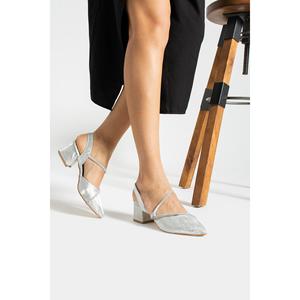 Scarpe da sera a Stiletto con tacco corto con dettagli in pietra da donna