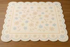 พรมปูพื้นลายดอกไม้สีครีมสีพาสเทลหนา10มม. พรมเดซี่แบบทอมือพร้อมขอบหอยเชลล์สำหรับตกแต่งห้องนั่งเล่นและห้องนอน - Product Image 6