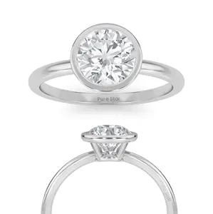 Ronde 1.00ct Lab Gegroeide Diamanten Trouwring Met Bezel Instelling Gecertificeerd Door Igi