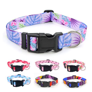 Custom <b>Personalized</b> Floral Print Adjustable <b>Dog</b> <b>Collar</b> Breathable Comfort Polyester Buckle Closure for Small <b>Dogs</b> All Seasons - Product Image 4