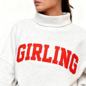 Sudaderas con Capucha Extra Grandes de Cuello Alto, Estilo Holgado, Bordadas, Transpirables, de Felpa de Algodón de 400 GSM, Personalizadas de Alta Calidad para Mujer - Product Image 4