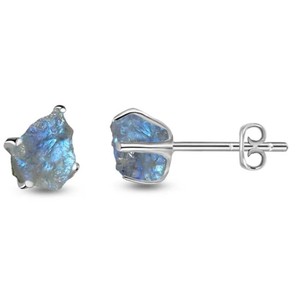 925 argent naturel arc-en-ciel pierre de lune rugueux papillon serrure boucles d'oreilles mode à la mode délicate broche réglage Pack de 4 paires - Product Image 1