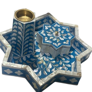 Brûleur d'encens en bois parfumé électrique traditionnel Pvt Ltd pour Ramadan Brûleur Bakhoor intérieur à motif floral avec incrustation d'os arabe - Product Image 2