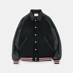 Veste universitaire élégante en laine, col montant, manches unisexes, style baseball décontracté, coupe confortable, durable, design tendance, hiver - Product Image 1