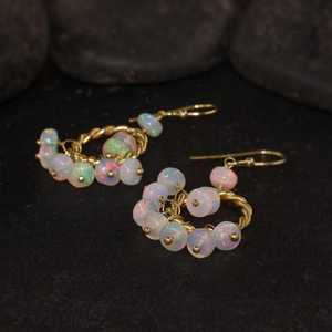 Multifire Ethiopian <b>Opal</b> Beads Dangle <b>Earrings</b> Genuine Handmade <b>Opal</b> October Birthstone Gift For Her 925 Silver - Product Image 3