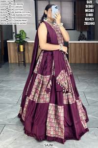 Lanzamiento de un nuevo diseñador de ropa de fiesta Lehenga Choli semicosido con tela Dupatta Set Pure Rayon Cotton - Product Image 5