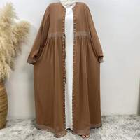 Abaya Kimono Ouverte Style Dubaï de Haute Qualité, Respirante, Légère, Séchage Rapide, en Satin, Manches Longues, Robe Hijab Grande Taille Toutes Saisons