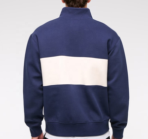 Pull à col zippé color block pour homme, tricoté, à manches longues, respirant, décontracté, vêtement de sport - Product Image 3