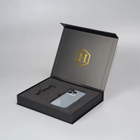 Boîte cadeau en papier magnétique noire, logo personnalisé, recyclable, pliable, boîte d'emballage rigide avec couvercle magnétique