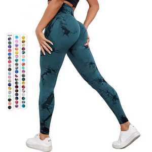 Pantalones de ropa deportiva sin costuras transpirables de cintura alta para mujer para correr ciclismo personalizado al por mayor Fitness Yoga cintura elástica - Product Image 1