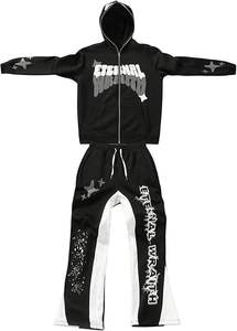 Conjunto de chándal de ropa informal para hombre 2025, Sudadera con capucha de gran tamaño con estampado de grafiti y pantalones para correr, traje urbano de 2 piezas de Hip Hop - Product Image 6