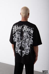 Camiseta de Hombre 2023, Corte Holgado, 100% Algodón Orgánico, Tejido de Punto con Estampado de Puntos, Hombros Caídos, Dobladillo Curvo, Color Negro, Logotipo Personalizado, Estilo Urbano - Product Image 5