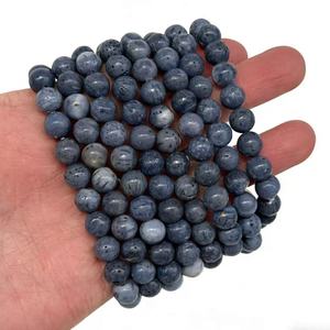 Bracciale in Corallo di Bambù Blu Mare per Donne e Uomini, Pietra Curativa, Perline Mala, Gioielli per Meditazione Spirituale, Stile Boho, Regalo per il Benessere - Product Image 5