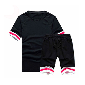 Conjunto de chándal de verano de dos piezas de algodón con estampado personalizado de fabricante para hombre, camisa corta informal transpirable con patrón sólido - Product Image 5